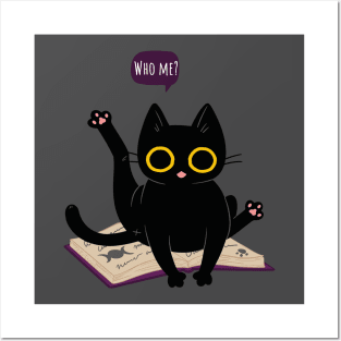 Who Me? Cat on book Posters and Art